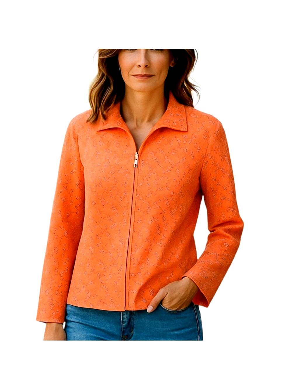 Simonton Says XL Orange Lace Zipper Women's Jacket Coat Windbreaker Miss 16 18